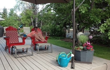 Taking time to relax, listen to the birds and enjoy the fresh air.