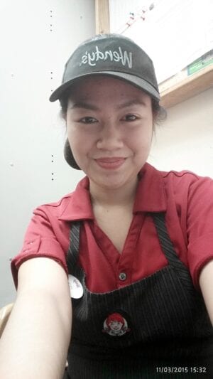 Faith at her job at Wendy