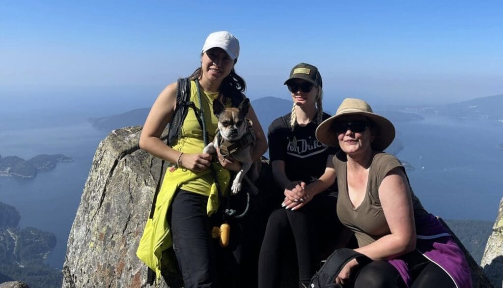 Tessa Tennant hiking with some of her colleagues.