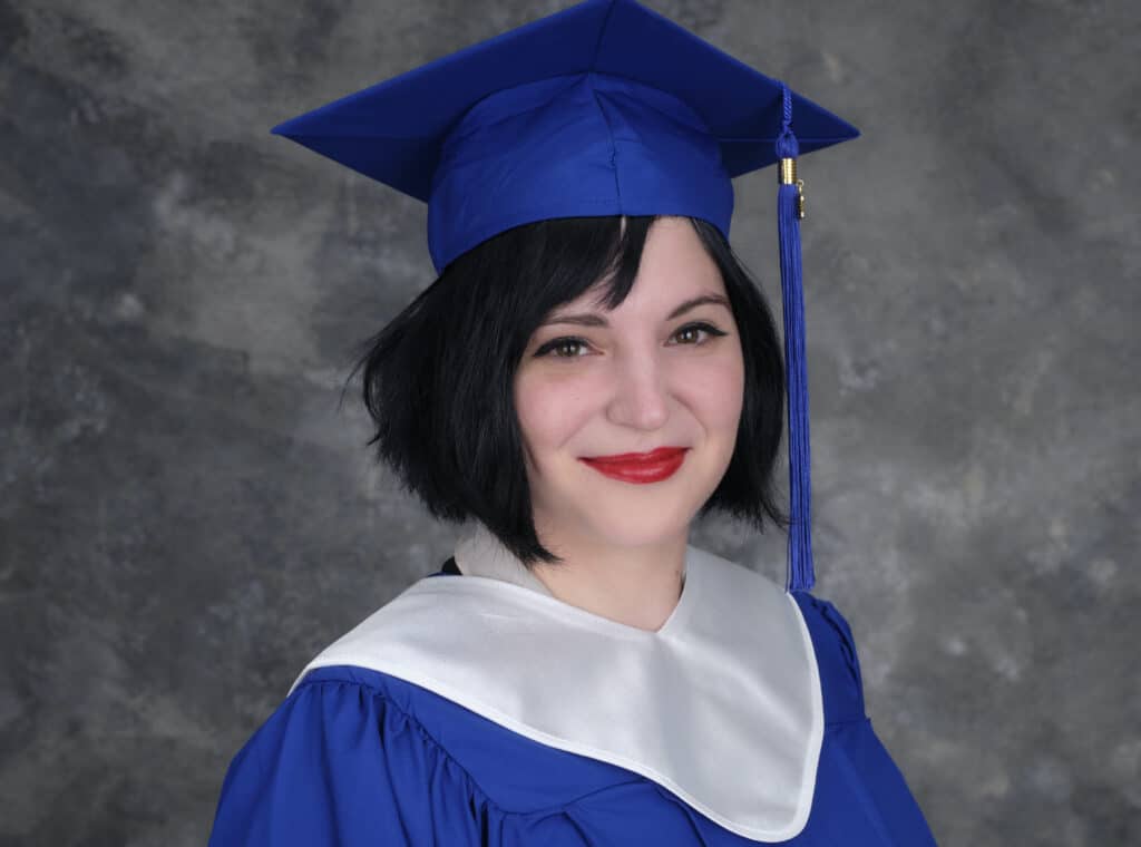 Jes in graduation gown