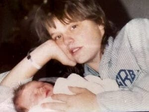 Michelle at 17 and her newborn baby. Being such a young mom brought her immense anxiety.