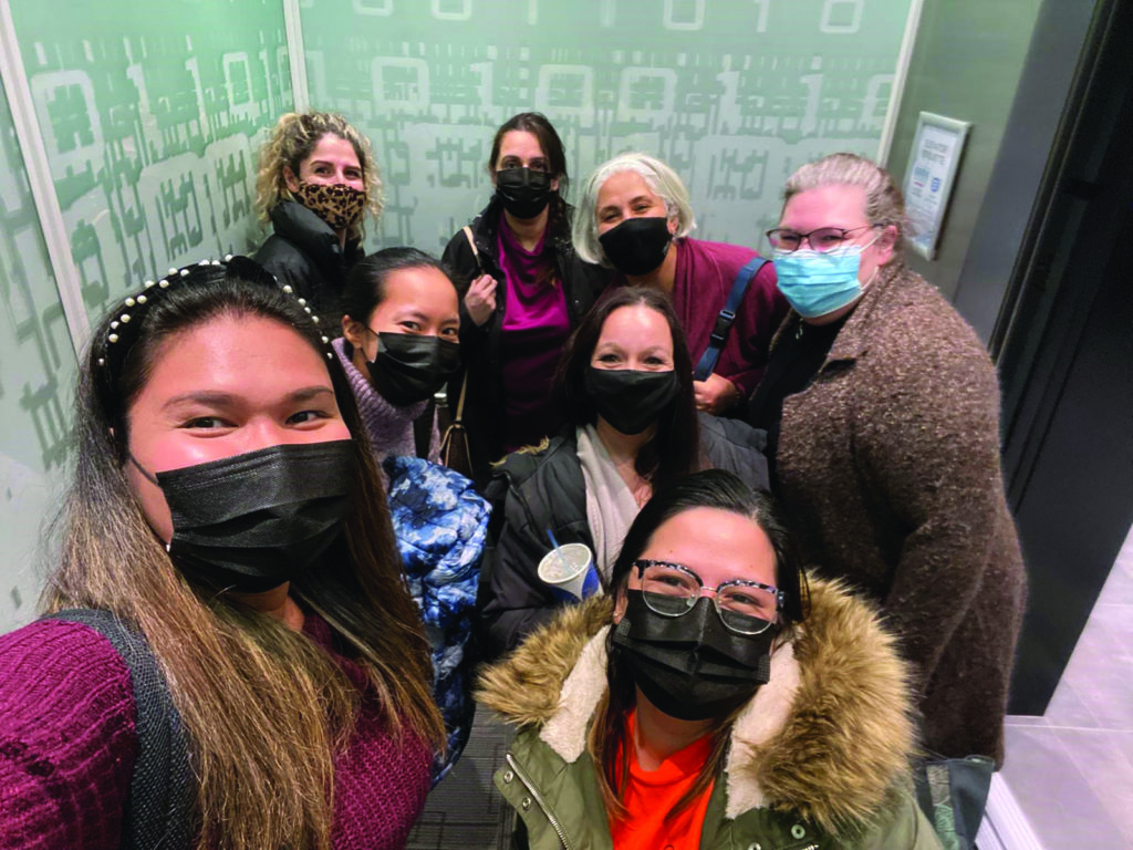 Sheila Mugford and her classmates heading to first aid training.