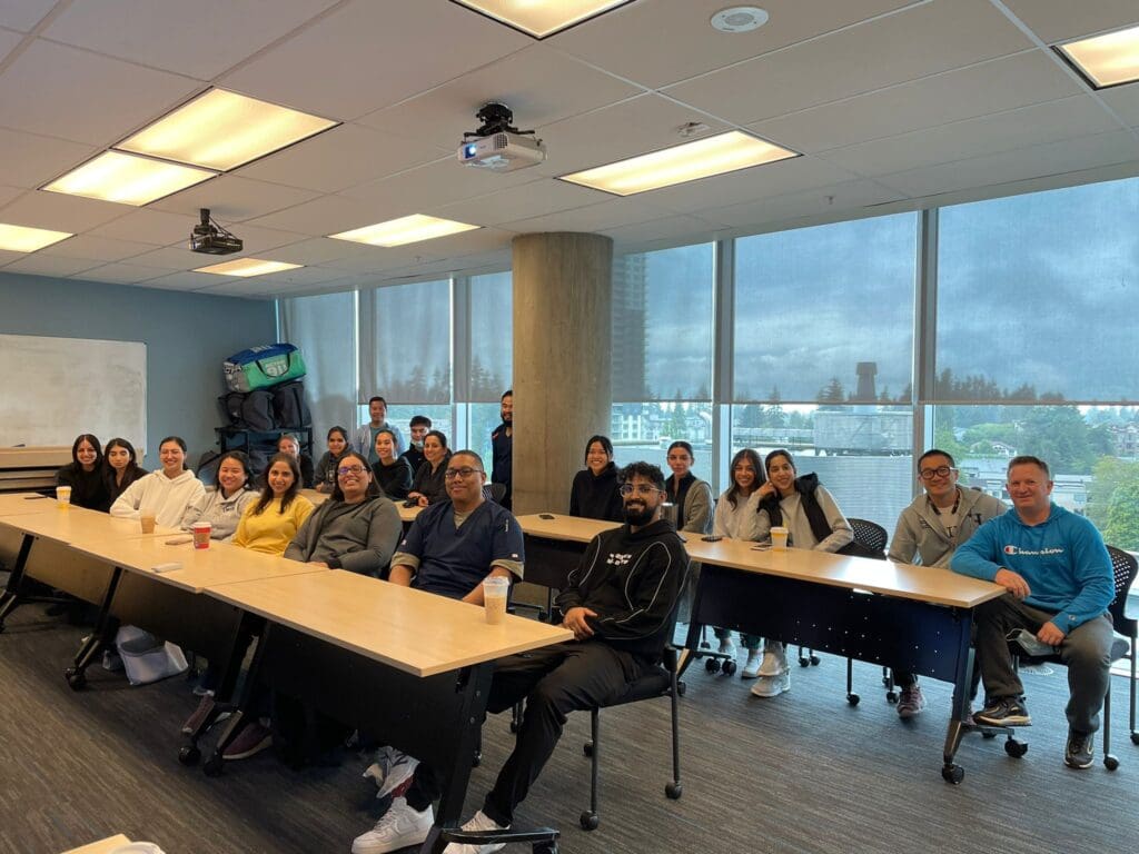 Farah Surani and her classmates at Stenberg College during class.