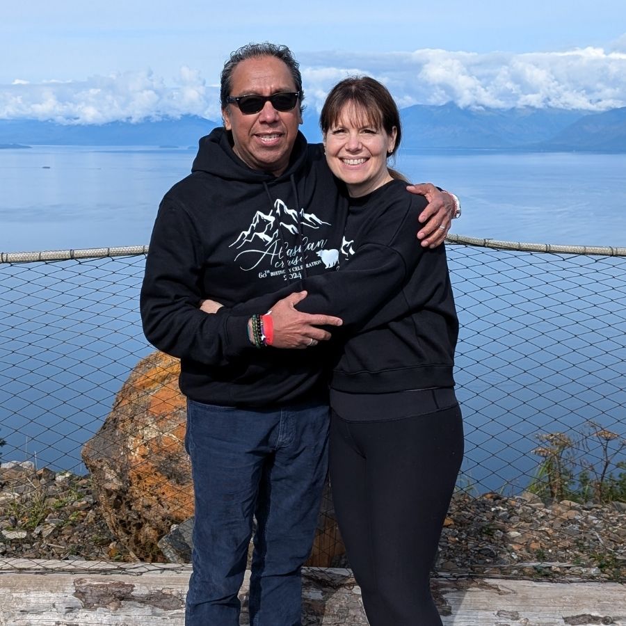 Anne and her husband, Jes&uacute;s at Icy Strait, Alaska.